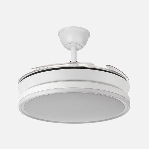 Ventilador Dc Bayomo Blanco 59w 6980lm 91d 4asp.desplegables 3000-4000-6000k Remoto, Regulable Intensidad, Temporizador, Memoria