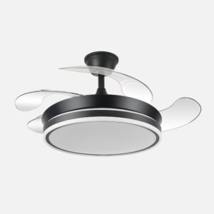 Ventilador Dc Bayomo Negro 59w 6980lm 91d 4asp.desplegables 3000-4000-6000k Remoto, Regulable Intensidad, Temporizador, Memoria