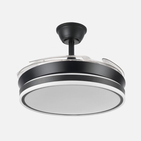 Ventilador Dc Bayomo Negro 59w 6980lm 91d 4asp.desplegables 3000-4000-6000k Remoto, Regulable Intensidad, Temporizador, Memoria