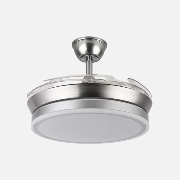 Ventilador Dc Bayomo Niquel 59w 6980lm 91d 4asp.desplegables 3000-4000-6000k Remoto, Regulable Intensidad, Temporizador, Memoria