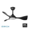 Ventilador Dc Caiman 36w 3600lm Negro 89d 3aspas 6vel 3000-4500-6500k Remoto+reg.intensidad+memoria+temporizador