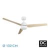Ventilador Dc Captus 22w Blanco 3aspas Blanco/haya 132d Reg. Intensidad 2180lm 3000k,4000k,6000k Remoto+temporizador+memoria