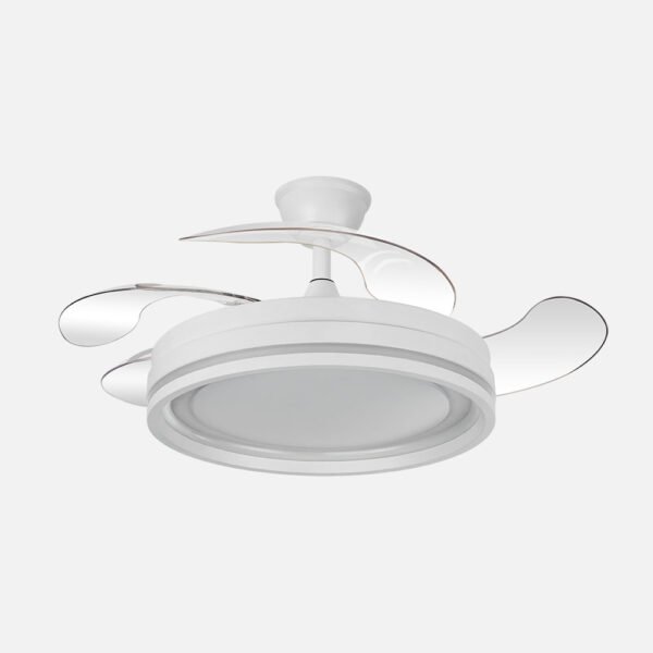 Ventilador Dc Cerrato Blanco 59w 4aspas Desplegables 107d 6980lm 6vel 3000k,4000k,6000k, Remoto+reg.intens.+temporizador+memoria