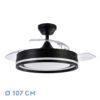 Ventilador Dc Cerrato Negro 72w 3aspas Desplegables 107d 7200lm 6vel 3000k,4000k,6000k, Remoto+temporizador+memoria