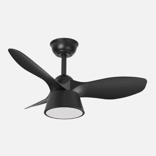 Ventilador Dc Cubico 36w 2680lm Negro 3 Aspas 82d  3000k,4500k,6000k,remoto+tempor+memoria
