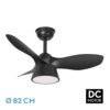 Ventilador Dc Cubico 36w 2680lm Negro 3 Aspas 82d  3000k,4500k,6000k,remoto+tempor+memoria