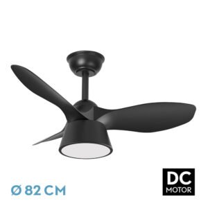Ventilador Dc Cubico 36w 2680lm Negro 3 Aspas 82d  3000k,4500k,6000k,remoto+tempor+memoria