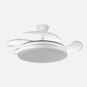 Ventilador Dc Escorpion 59w Blanco 4aspas desplegables 107d Reg.intensidad 6980lm 3000-4000-6000k Remoto+ Temporizador+ Memoria