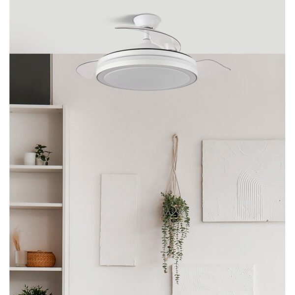 Ventilador Dc Esparta Plus 59w 6980lm Blanco 3 Aspas Desp. 107d 3 Colores C/Remoto+ Reg.intensidad+Temporizador+ Memoria