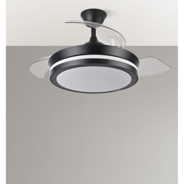 Ventilador Dc Esparta Negro  Mini 59w 6980lm 91d 3asp.d Esp.3000-4000-6000k Remoto+tempor+memori