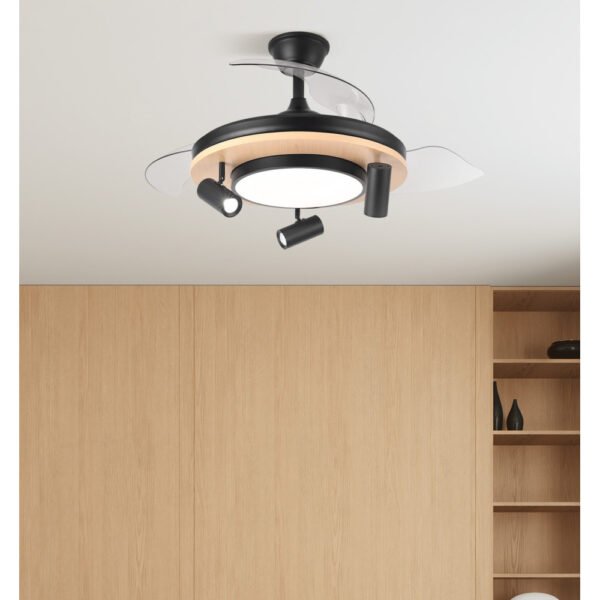 Ventilador Dc Gladiator 37+15w Negro/madera 3asp.107d 3980lm 3000-4500-6500k 2encendidos Indep.Remoto+memoria+temporiz.