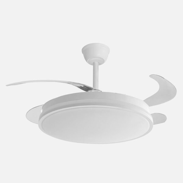 Ventilador Dc Guerrero 59w Blanco 4asp 107d 6980lm 3000-4000-6000k Remoto,reg.intensidad,temporizador,memoria
