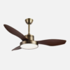 Ventilador Dc Hayate 24w 2650lm Cuero/roble 3aspas 97d 6vel 3000-4000-6000k Remoto,memoria Y Temporizador