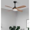 Ventilador Dc Livorno 30w 3250lm Negro/roble 132d 4aspas 3000k,4500k,6000k, Remoto+ Temporizador+ Memoria