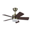 Ventilador Dc Marta 36w Cuero 5 Aspas Rev. Cerezo/nogal  41x76d 3060lm C/ Remoto , Memoria Y Temp. 3000k,4000k,6000k