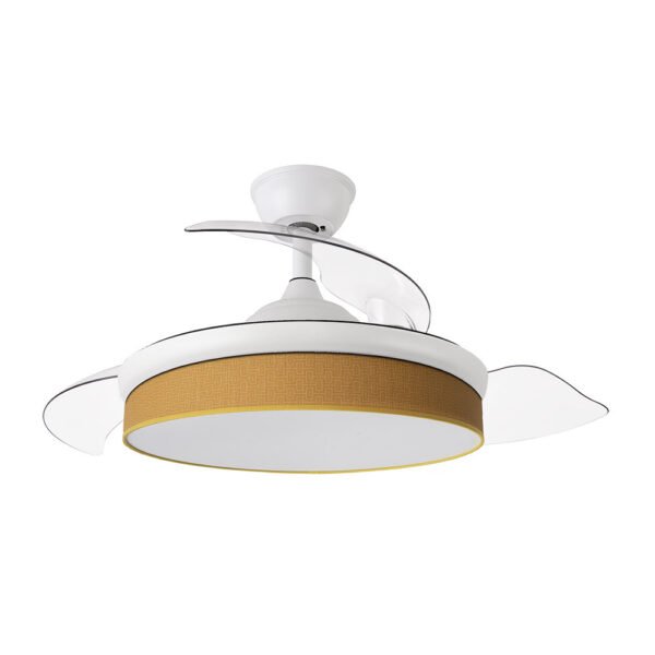 Ventilador Dc Moda 72w Blanco/amarillo 108d 3aspas 7200lm 3000-4000-6000k Remoto+memoria+temporizador