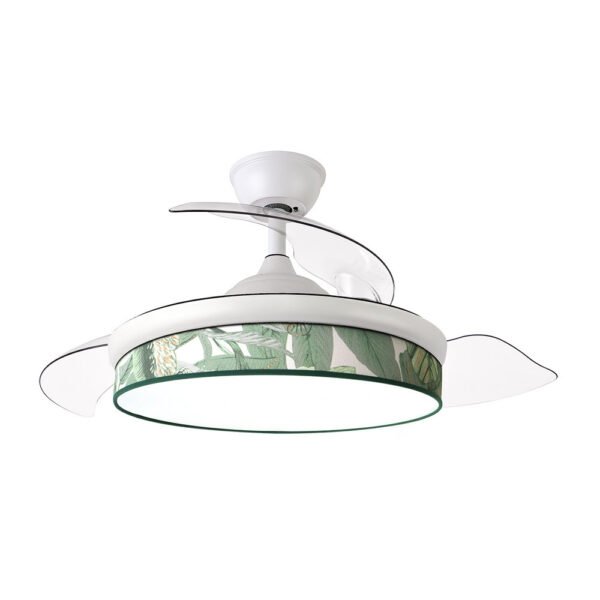Ventilador Dc Moda 72w Blanco/hoja Verde 108d 3aspas 7200lm 3000k,4000k,6000k Remoto+memoria+temporizador