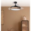 Ventilador Dc Moda 72w Negro/cañizo Oscuro 108d 3aspas 7200lm 3000k,4000k,6000k Remoto+memoria+temporizador