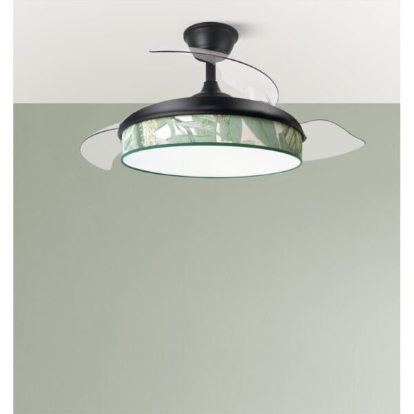 Ventilador Dc Moda 72w Negro/hoja Verde 91d 3aspas 7200lm 3000k, 4000k, 6000k Remoto+ Memoria+ Temporizador