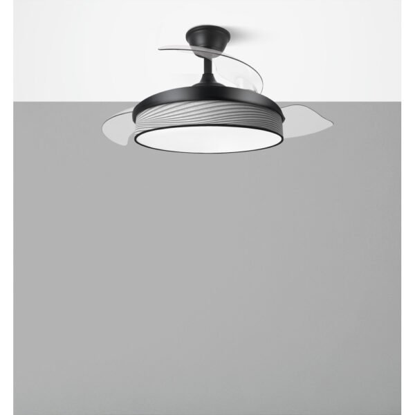 Ventilador Dc Moda 72w Negro/surco Gris 108d 3aspas 7200lm 3000k,4000k,6000k Remoto+memoria+temporizador