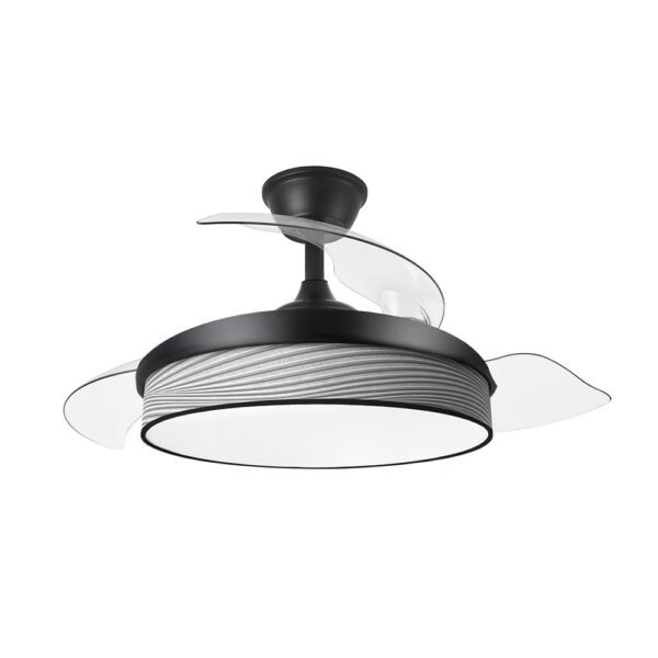 Ventilador Dc Moda 72w Negro/surco Gris 91d 3aspas 7200lm 3000-4000-6000k Remoto+ Memoria+ Temporizador
