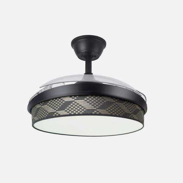 Ventilador Dc Moda 72w Negro/tetris Gris 91d 3aspas 7200lm 3000-4000-6000k Remoto+ Memoria+ Temporizador