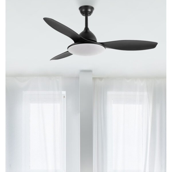 Ventilador Dc Negro Yael 72w 3000-4000-6000k 122d 7200Llm 3 Aspas, Remoto+temporizador+memoria