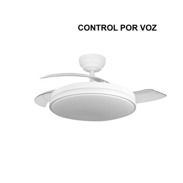 Ventilador Dc Parlatore 60w Blanco 3aspas Control X Voz 107d 6980lm 3col.remoto+reg.intensidad+temporizador+memoria