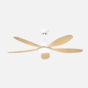 Ventilador Dc Tobarra 18w Blanco/haya 5aspas 6vel.132d  2250lm 3000-4500-6500k Remoto+memoria+temporizador