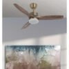 Ventilador Dc Torino 24w Cuero 3aspas Roble 6vel 107d 2424lm 3000k,4000k,6500k Remoto+temporizador+memoria