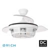 Ventilador Dc Tornado Mini Blanco 3xe27 91d 3aspas Desplegables 6velocidades C/remoto Y Temporizador