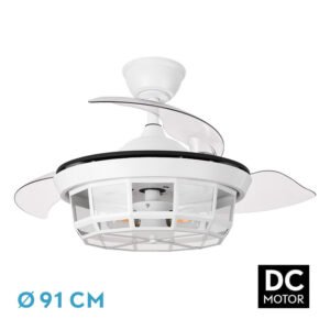 Ventilador Dc Tornado Mini Blanco 3xe27 91d 3aspas Desplegables 6velocidades C/remoto Y Temporizador