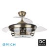 Ventilador Dc Tornado Mini Cuero 3xe27 91d 3aspas Desplegables 6velocidades C/remoto Y Temporizador