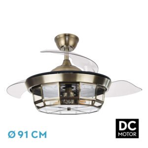 Ventilador Dc Tornado Mini Cuero 3xe27 91d 3aspas Desplegables 6velocidades C/remoto Y Temporizador