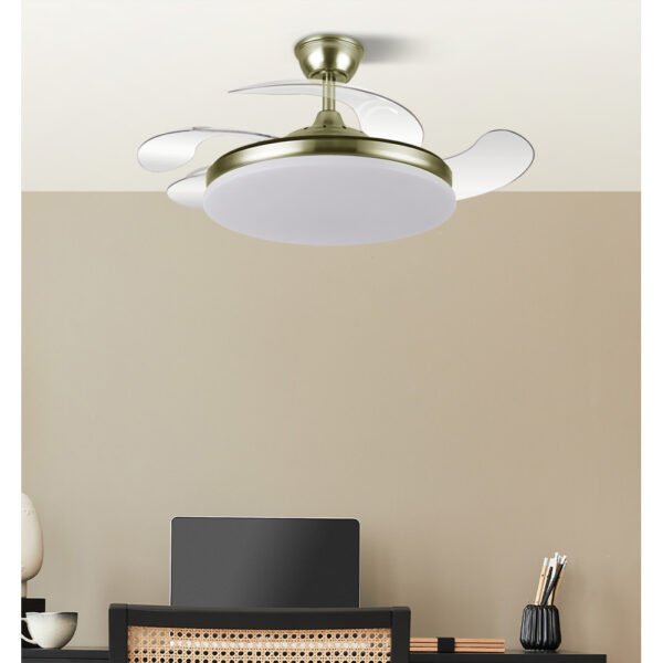 Ventilador Dc Tridente 59w Cuero 4aspas Desp 107d 6980lm Reg.intensidad Remoto+temporizador+memoria 3000-4000-6000k