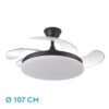 Ventilador Dc Tridente 59w Negro 4aspas Desp. 107d 6980lm Reg.intensidad Remoto+temporizador+memoria 3000-4000-6000k