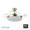 Ventilador Dc Tridente Mini 59w Cuero 4aspas Desp. 91d 6980lm Reg.intensidad Remoto+temporizador+memoria 3000-4000-6000k