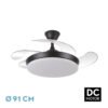 Ventilador Dc Tridente Mini 59w Negro 4aspas Desp.91d 6980lm Reg.intensidad Remoto+temporizador+memoria 3000-4000-6000k