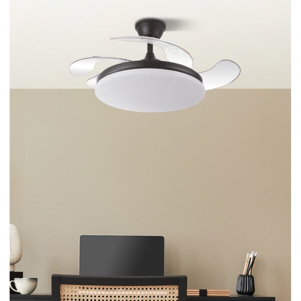 Ventilador Dc Tridente Mini 59w Negro 4aspas Desp.91d 6980lm Reg.intensidad Remoto+temporizador+memoria 3000-4000-6000k