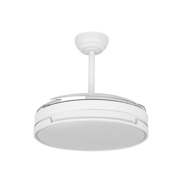 Ventilador Dc Papiro 59w Blanco 4aspas desp.107d 5900lm Reg.intensidad 3000k,4000k,6000k Remoto+ Memoria+ Temporizador