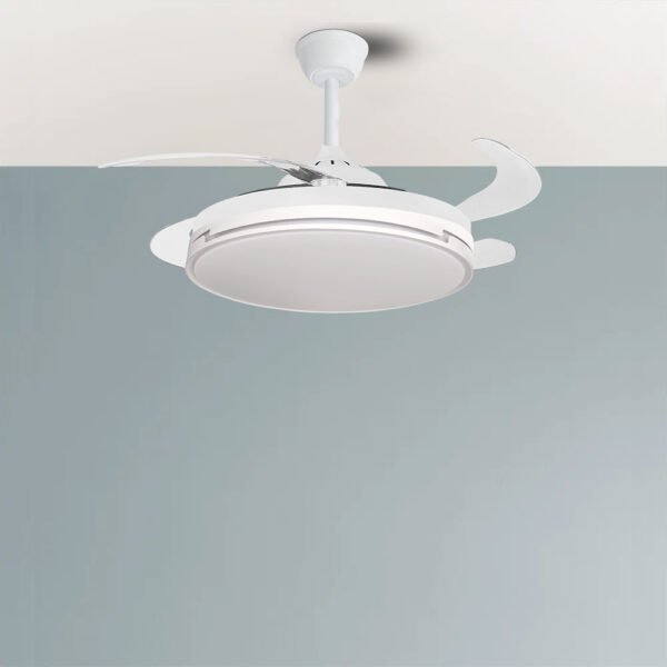 Ventilador Dc Papiro 59w Blanco 4aspas desp.107d 5900lm Reg.intensidad 3000k,4000k,6000k Remoto+ Memoria+ Temporizador