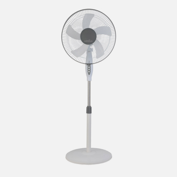 Ventilador De Pie Belmonte Blanco/gris 3 Vel.45w 5aspas Orientable, Fijo Y Rotatorio Regx43x40 Cm