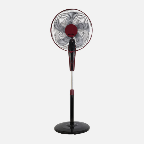 Ventilador De Pie Borlon Negro/burdeos 3 Vel.55w 5x2 aspas Orientable+ Remoto+ Temporizador Regx43x40 Cm