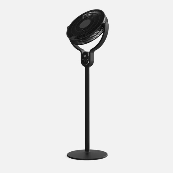 Ventilador De Pie Cadalso Negro 8vel 25w 9asp 45d Fijo/rotat.motor.dc,remoto 100/138x48x40cm