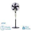 Ventilador De Pie Circus Beis/negro 3vel 45w Regx43x40cm Oscilante 5asp.c/ Remoto Y Temporizador
