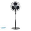 Ventilador De Pie Etesio Negro 3 Velocidades 40w Oscilante 3 Aspas blancas Regx43x40 Cm