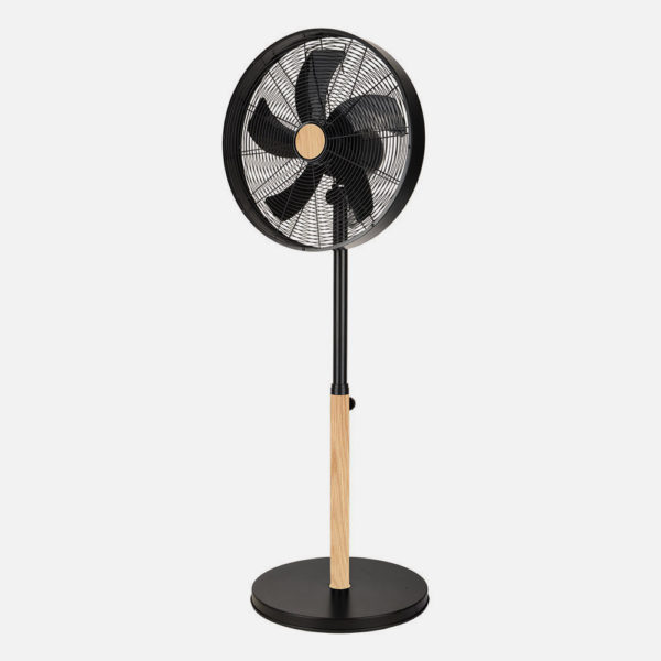 Ventilador De Pie Falcon Negro/haya 3vel.50w.5aspas Oscilante Y Rotatorio Regx45x37cm