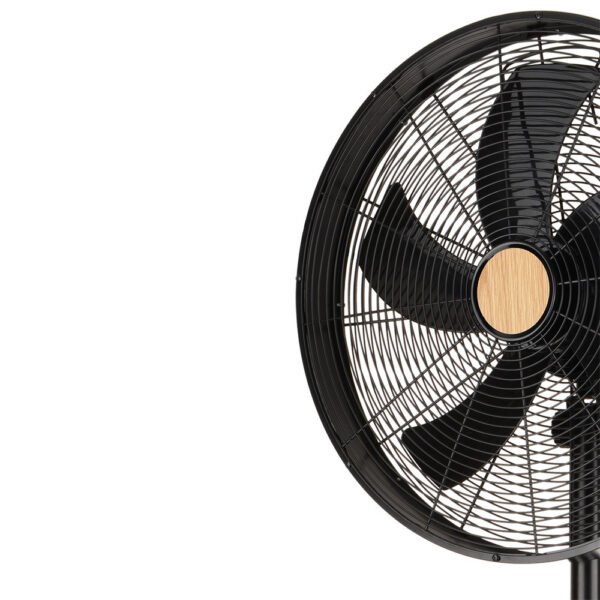 Ventilador De Pie Falcon Negro/haya 3vel.50w.5aspas Oscilante Y Rotatorio Regx45x37cm