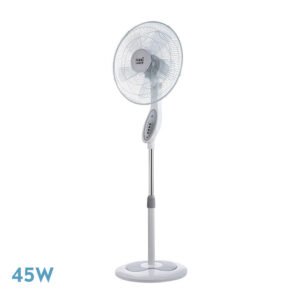 Ventilador De Pie Floxo Blanco/gris 3 Vel. 45w  C/remoto Temporizador 5 Aspas Regx44,5x40 Cm