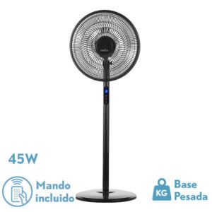 Ventilador De Pie Icono Negro 3vel 45w  119x44x40 Cm Oscilante 5asp.c/ Remoto,temporizador